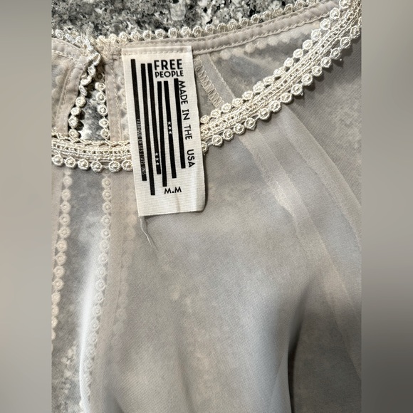 FREE PEOPLE White Sky High Sheer Open Back Top Blouse M - Picture 8 of 15